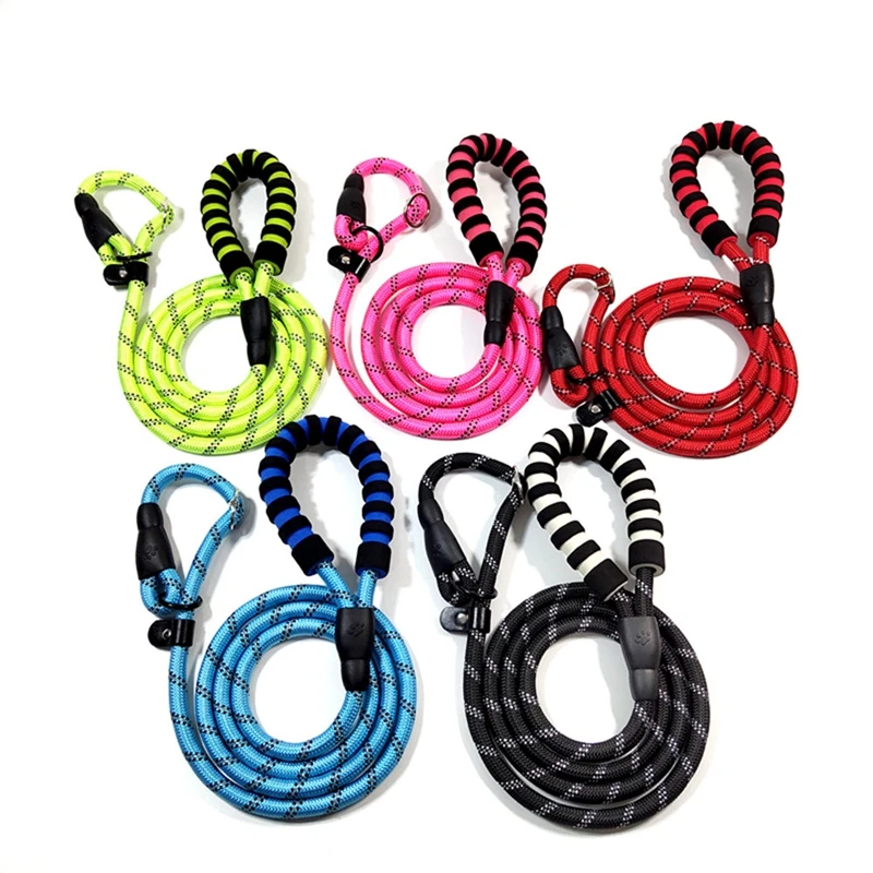 

5 Colors Dog Leash Lead Nylon Striped Pet Puppy Walking Leash Padded Running Training Leashes Rope for Small Medium Large Dogs