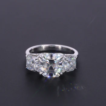 

Starsgem 14K Gh US size 3.5 8*8mm main stone and 5*5mm Asscher side stone moissanite ring with 1pcs oval cut 8*10mm corundum