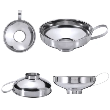 

Kitchen Wide Mouth Jam Sauce Funnel Stainless Steel Food Canning =Hopper Filter Small Size For Filling Large Food Ingredients