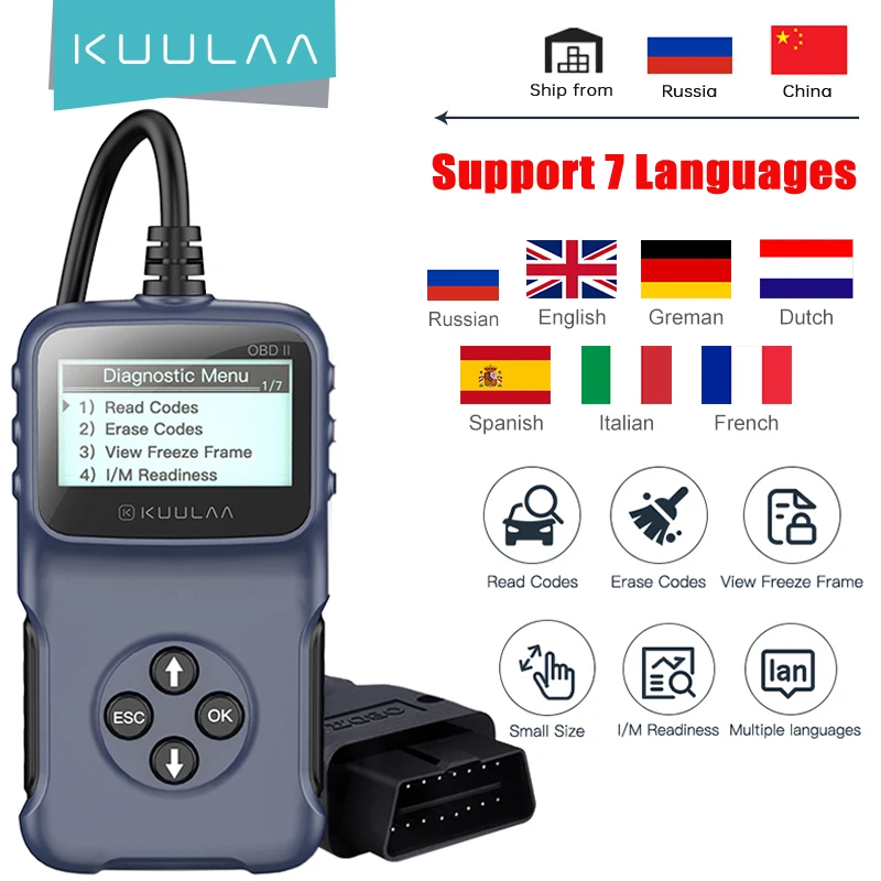 Считыватель кодов KUULAA OBD2 сканер для диагностики автомобиля PK ELM327 | Автомобили и