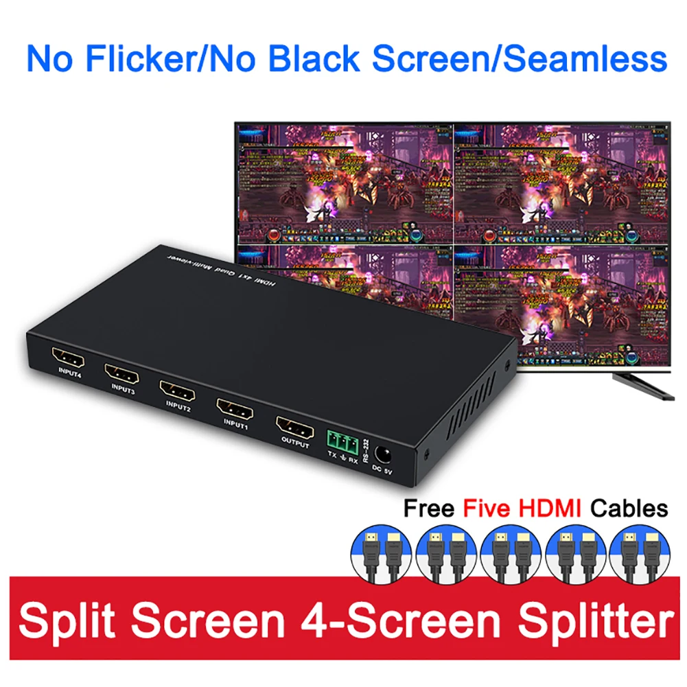 

6.75Gbps 4K 60Hz Ultra HD Metal Case 4 Input 1 Output KVM Switch HDMI 2.0 Screen Switcher Shared Keyboard and Mouse