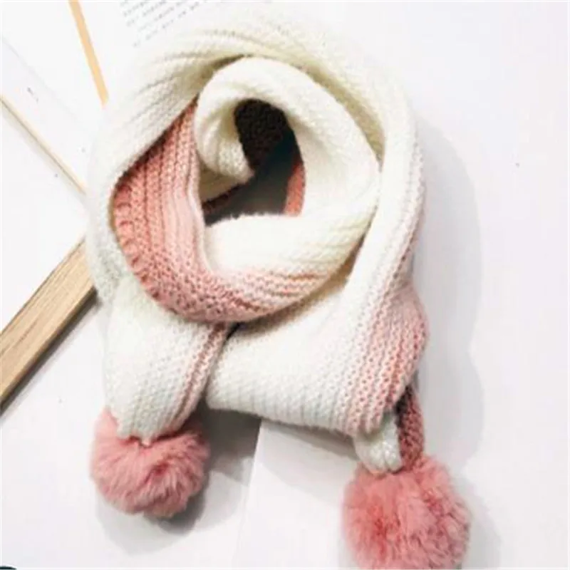 BKX562-Pale pink Новинка; зимний детский шарф в Корейском стиле; теплый вязаный шерстяной шарф с шариками; кожаный нагрудник для мальчиков и девочек; powderBKX562 - Цвет: BKX562-Pale pink