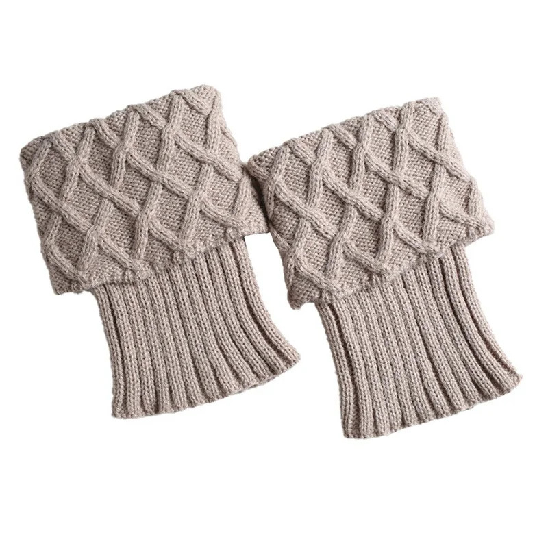 Трикотажные Детские отделкой гетры для девочек зимние вязаные носки под сапоги с отворотами - Цвет: SK2160BG