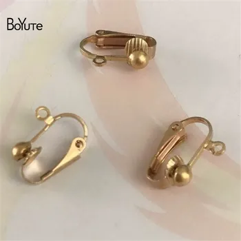 

BoYuTe Wholesale 50Pcs Metal Brass No Pierced Ear Clip with Loop Earring Accessories Diy Hand Made Jewelry Findings