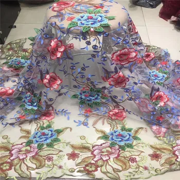 

African purple 3D Flower pink Beaded Lace Fabric Tulle Lace Fabric Applique 2020 High Quality Nigerian Lace Fabric For Women