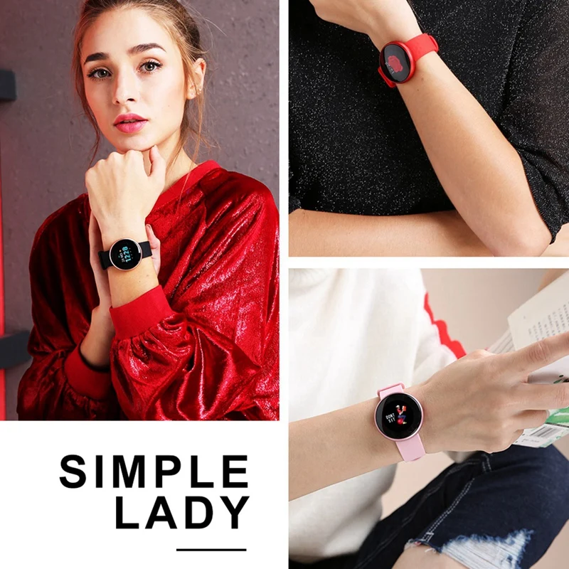 Умных часов с Bluetooth, наручные часы женские модные часы Smart Watch Для женщин калорий сенсор пульса Красота цифровых наручных часов B36 розовый