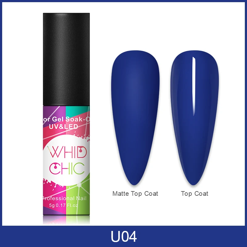 1 бутылка 5 мл WHID CHICL Гель-лак для ногтей замачиваемый чистый цвет УФ-гель для дизайна ногтей лак цветной матовый верхнее покрытие маникюр - Цвет: U04