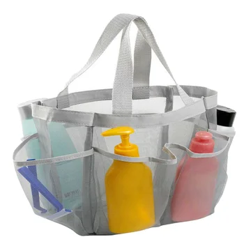 

Mesh Shower Bag Quick Dry Tote Bag Hanging Toiletry Bath Toy Organizer with 7 Pockets TUE88
