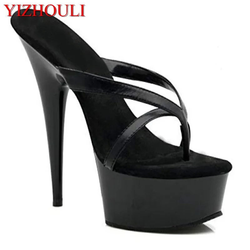 

High quality women's catwalk sexy high heel flip-flops, 15CM high heel pole dancing sexy sandal