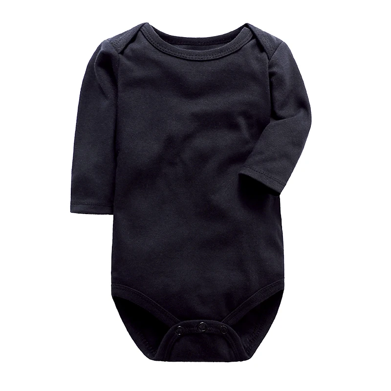 High quality Solid color Newborn Baby Jumpsuit Romper Black White Gray Long Sleeve Babies Clothing
