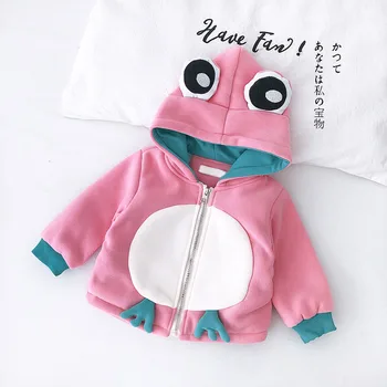 

Benemaker Windbreaker For Children Jackets For Girls Boy Cute Frog Coat Children Velvet Warm Clothing Infant Baby Clothes NA068