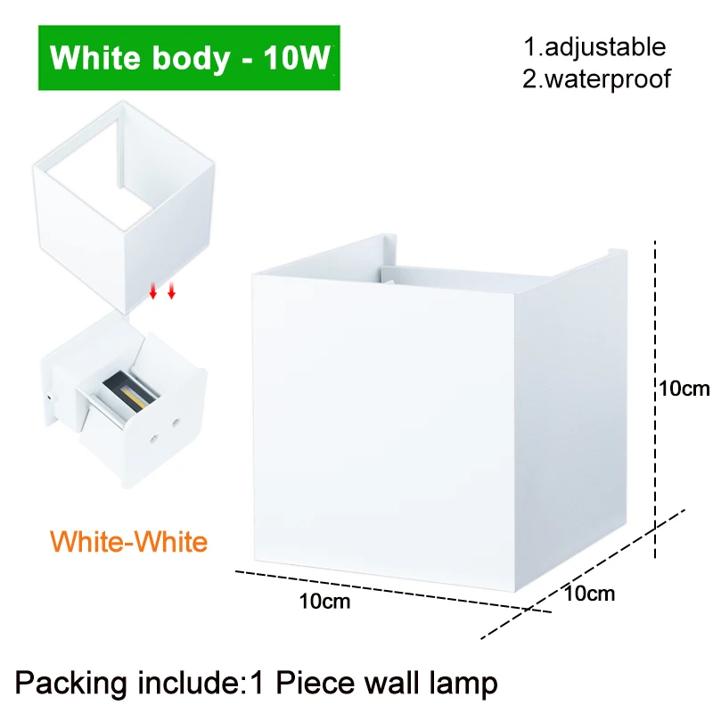 Светодиодный светильник настенный IP65 7 W Водонепроницаемый для наружного и внутреннего освещения светодиодный настенный светильник Современный Алюминий регулируемый угол AC90~ 260 V крыльцо свет ZBW0002 - Цвет абажура: Outdoor-White-10W