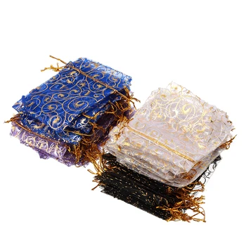 

100pcs/set 9x12cm Organza Bags Charm Drawstring Bag Christmas Gift Jewelry Packaging Display Bags Pouches