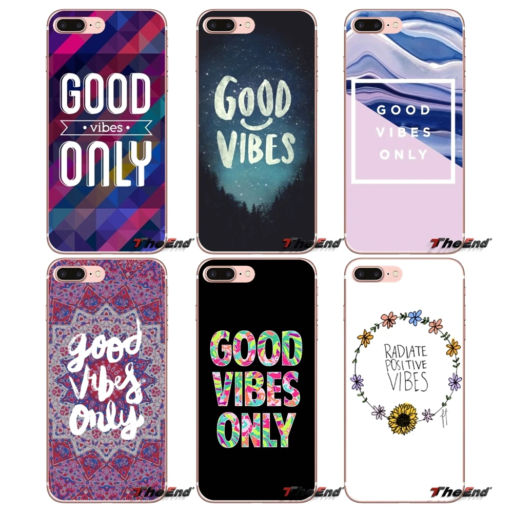 Для Samsung Galaxy J1 J2 J3 J5 J7 A3 A5 A7 2015 2016 2017 J330 J530 J730 цитаты good vibes only прозрачные мягкие чехлы