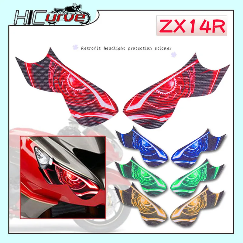 For KAWASAKI ZX-14R ZX14R ZX 14R 2012-2016 2014 2015 Motorcycle 3D Front Fairing Headlight Guard Sticker Head Light Protection for daytime running led light volvo v40 2012 left right after high quality fast shipping oem 31290578 31290579