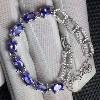 

Tanzanite bangle Free shipping Natural real TanzaniteBracelet For men or women 925 sterling silver bangle