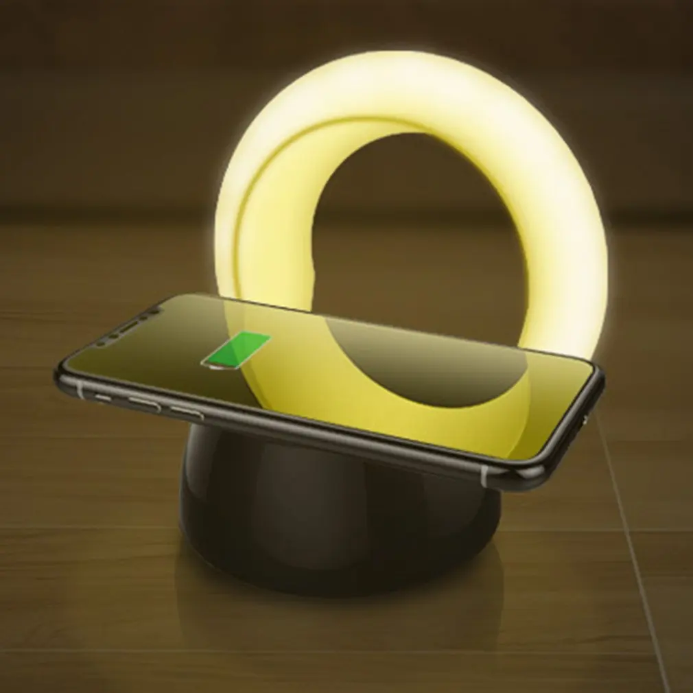 10W Qi Wireless Charger Holder LED Desk Night Lamp Light Fast Charging Dock Universal Phone Charger for Smart Phones