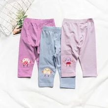 Летняя одежда стиль девушки полосы, аппликация с животными Капри для малышей милый игривый Короткие штаны 1418