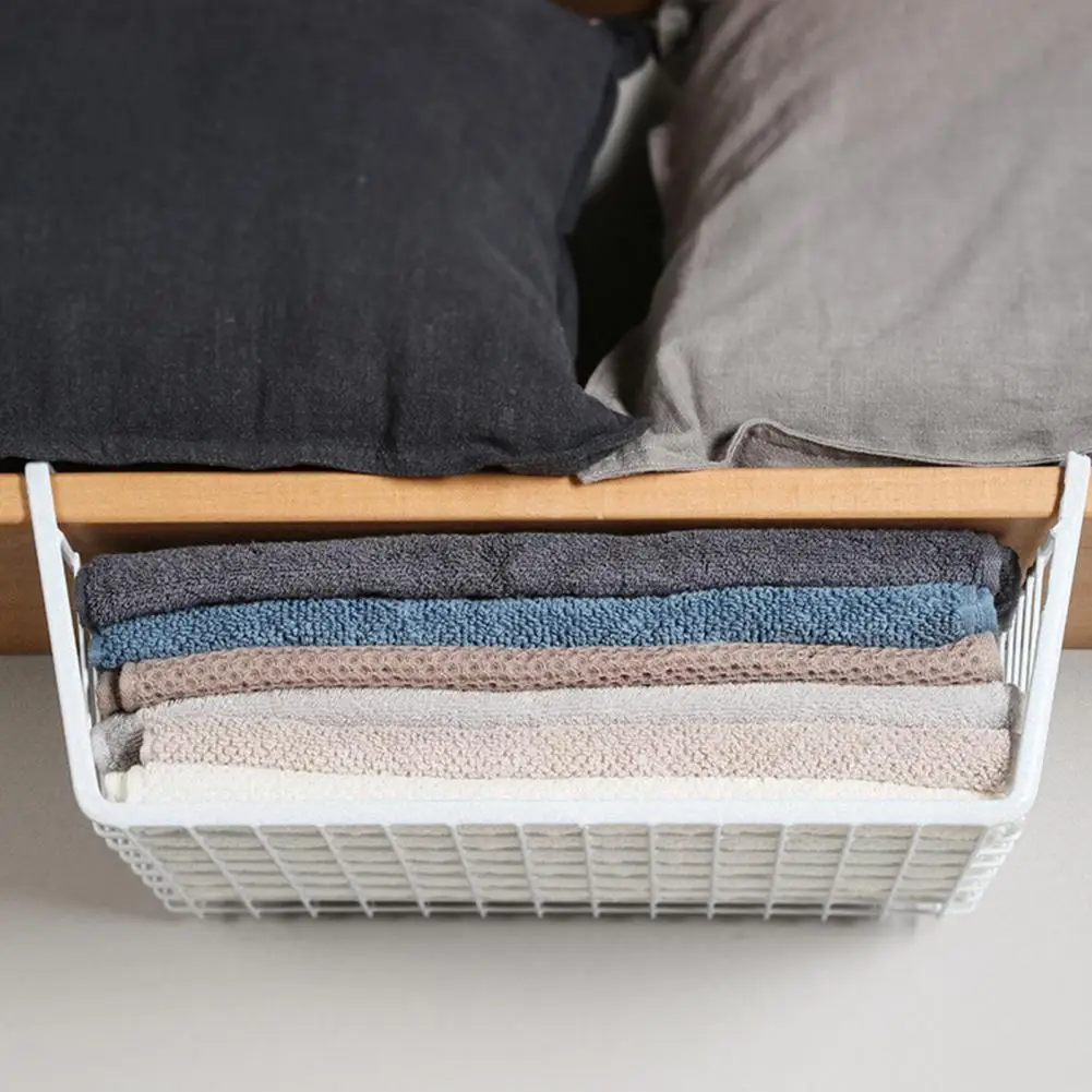 Under Shelf Basket Embedded Table Sundries Storage Rack Thicken Table Cabinet Hanging Shelf for Bedroom Kitchen Partition Tool