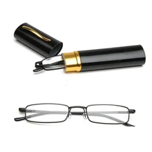Титановый сплав анти-УФ Мини Кошелек Очки для чтения с ручкой коробка для мужчин и женщин оптические компьютерные очки диоптрия дальнозоркости пресбиопии