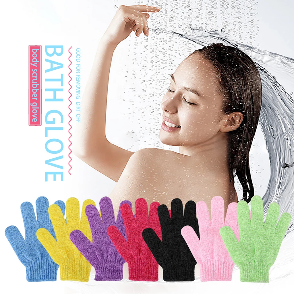 6pcs Nylon Bath Cleaning Gloves Double Sided Exfoliating Gloves Body Scrubber Scrubbing Shower Gloves for Home Bathroom Use