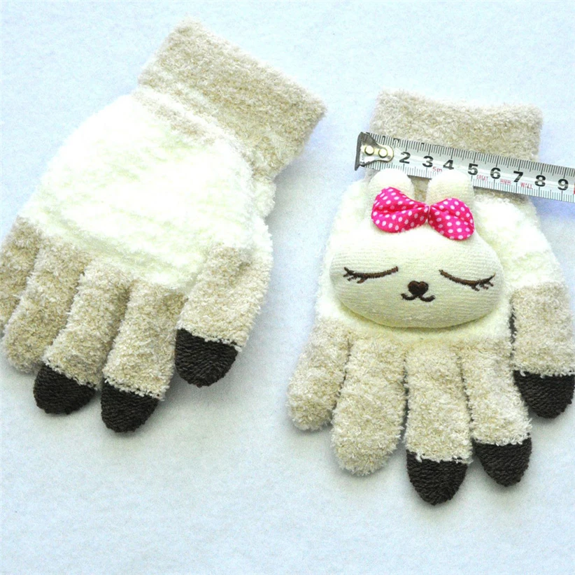 Теплые перчатки из кашемира с милой пандой и кроликом для женщин и девочек, женские зимние варежки с котом, теплые перчатки для рук 910