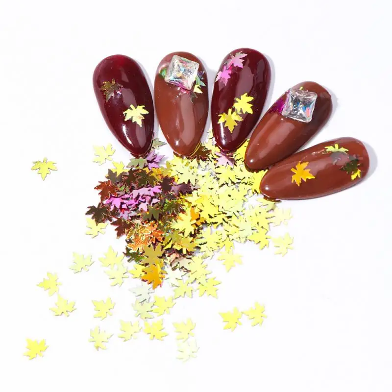 5 видов кленовые листья Блестки для украшения ногтей голографические блестки хлопья блестки Хамелеон осенний стиль DIY Дизайн ногтей украшение
