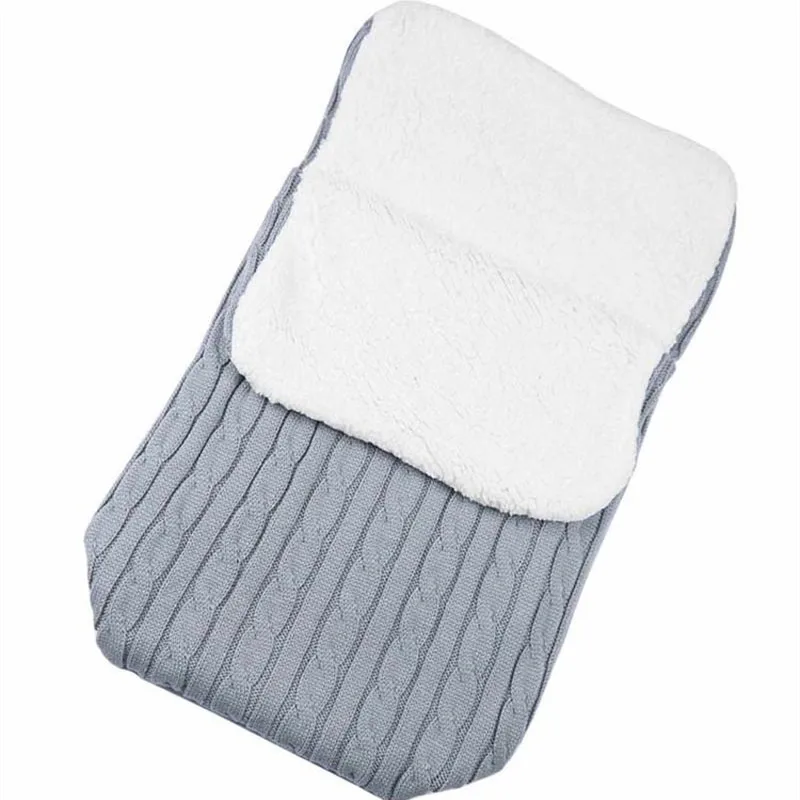 Детский вязаный теплый спальный мешок для пеленания, одеяло с пуговицами, флисовое плотное осенне-зимнее теплое одеяло для коляски, 68*40 см