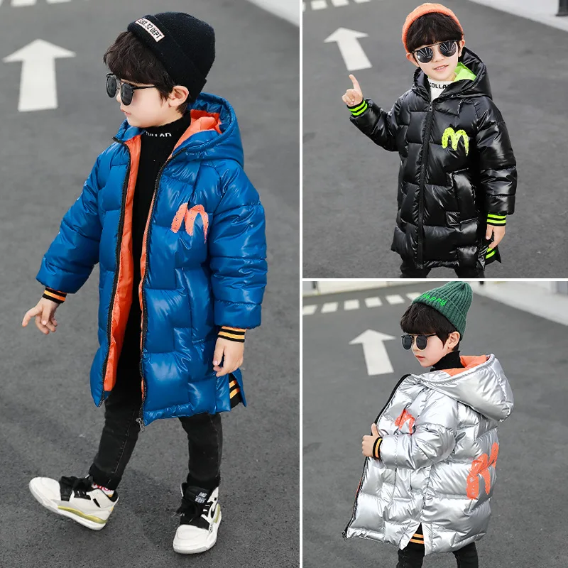 

2019 New Style Fashionable CHILDREN'S Cotton-padded Jacket BOY'S Winter Long Cotton Coat Children Children Large M Thick Cotton-