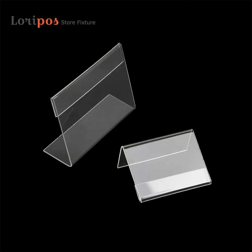 Acrylic T1.3mm Clear Frame Plastic Table Sign Price Tag Label Display Paper Promotion Card Holders Small l Shape Stands