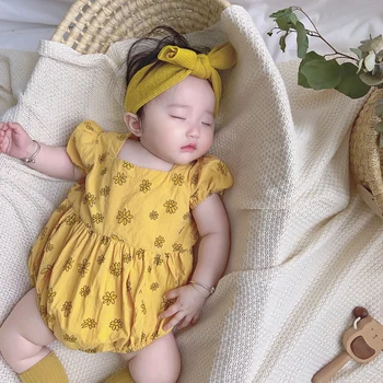 

New 2020 Summer Baby Rompers Korean Baby Girl's Daisy Floral One-piece Clothes Toddler Girls Romper Overalls Children Clothes