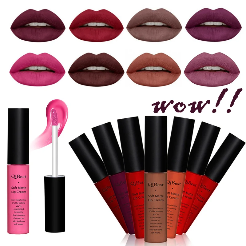 

Fashion Colorful Waterproof Lipgloss Makeup Pigment Long Lasting Velvet Matte Nude Liquid Lipstick Sexy Red Blue Lip Gloss