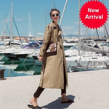 

arrival 2020 New autumn trench coat women cotton washed long double-breasted trench loose clothing high quality