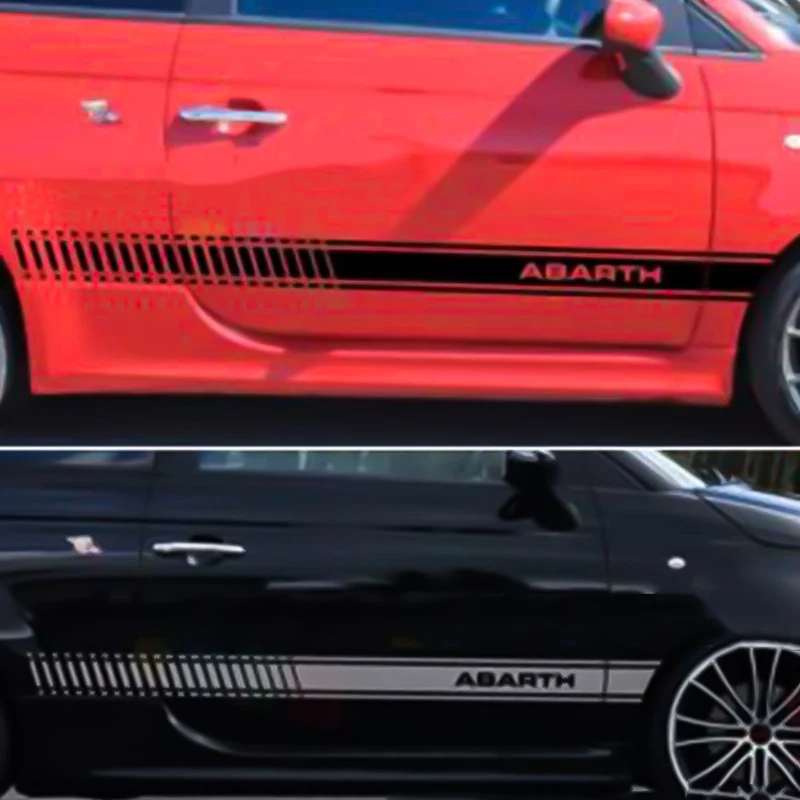 2 шт. автомобильный Стайлинг Abarth боковой Стикер на автомобильную юбку гоночный полосатый стикер s для FIAT 500