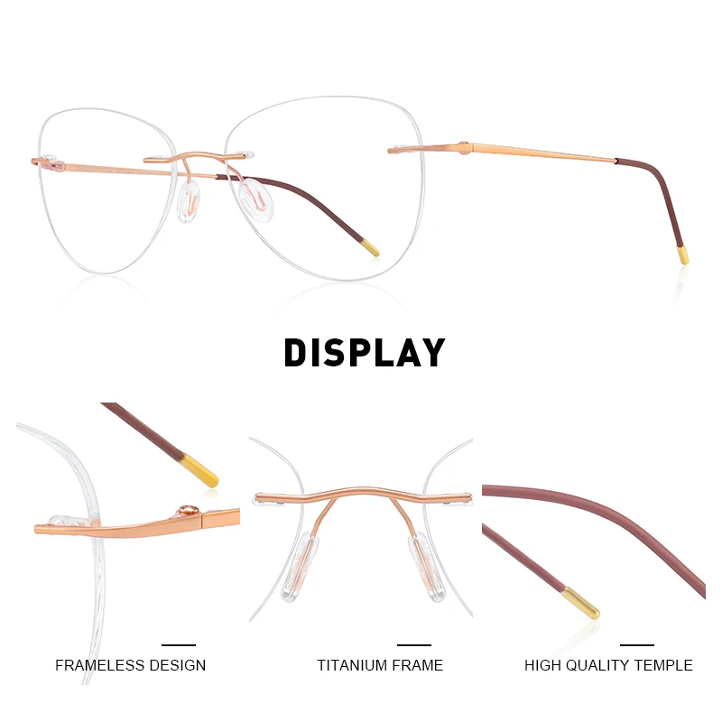 Women Eyewear Frames Titanium Alloy Rimless Ultralight Frameless Fashion Optical Frames S2888