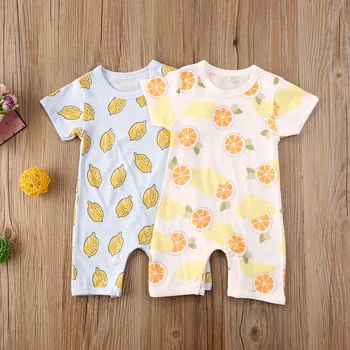 

Pudcoco 2020 Unisex Baby Lemon Printed Short Sleeve Jumpsuit Newborn Summer Fashion Thin Cotton Romper