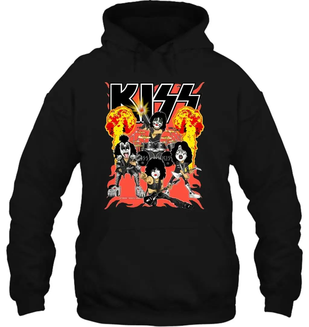 Мужская толстовка с капюшоном Kiss Music Band Рождество Merch Официальный Лицензированный музыкальный хорошее качество фирменный стиль крутая женская уличная одежда