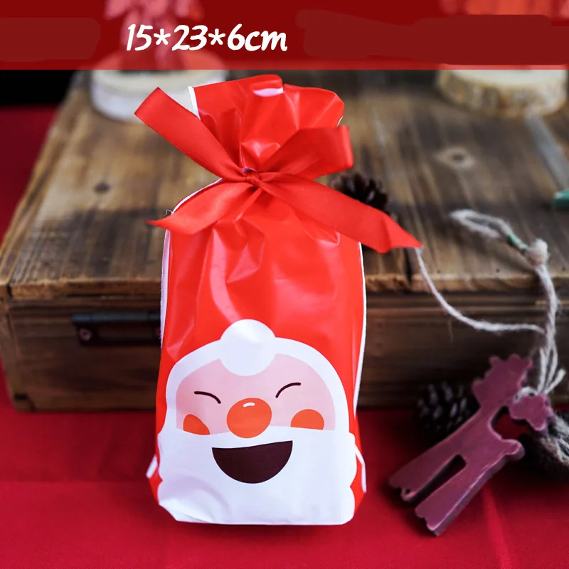 Red bottom santa 50 шт. веселая Рождественская лента с Санта-Клаусом, сумка на шнурке, сладости, вечерние упаковки, подарок, яблоко, упаковка для конфет и печенья, подарок на Рождество - Цвет: Red bottom santa