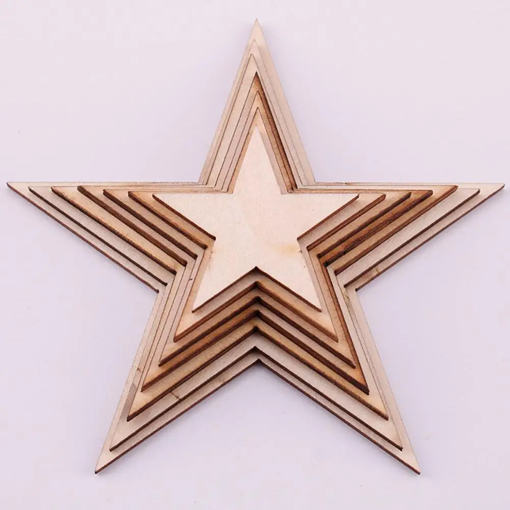 

25Pcs Star Shape Wooden Embellishments DIY Craft Home Wedding Christmas Tree Hanging Party Decoration
