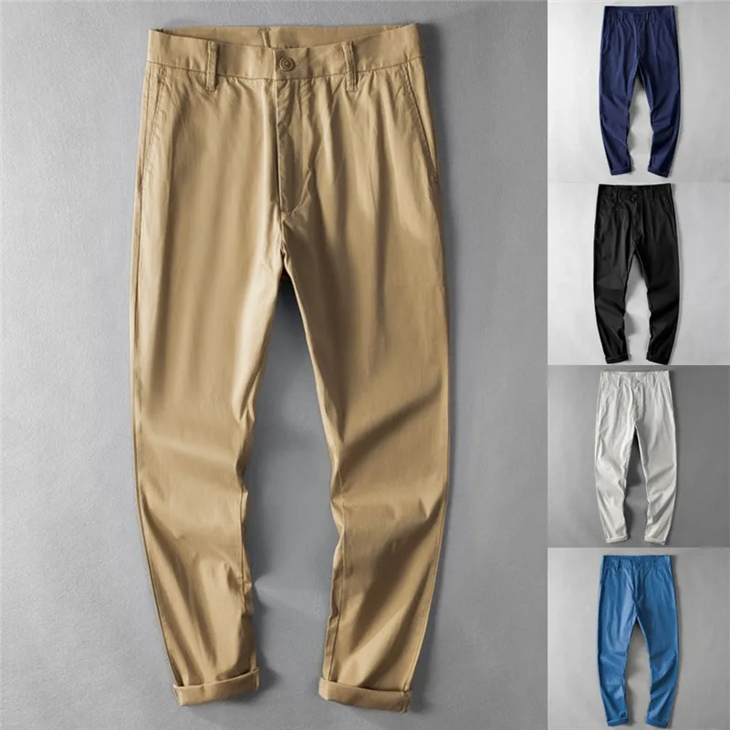 Зима осень деловые мужские штаны повседневные хлопковые Дышащие длинные штаны прямые джоггеры свободные размера плюс рабочие брюки для мужчин