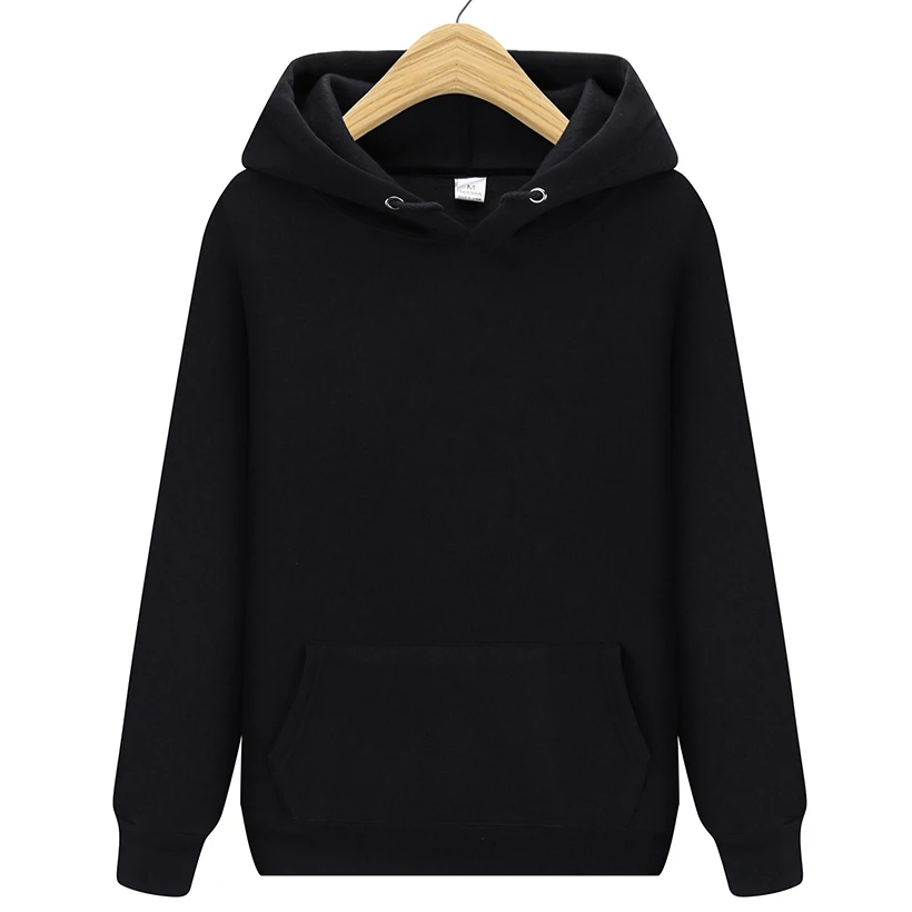 High Quality Men's Brand Cotton Hoodies Sweatshirts Women Harajuku Luxury Brand Hooded Unisex Clothes Streetwear - Цвет: Черный