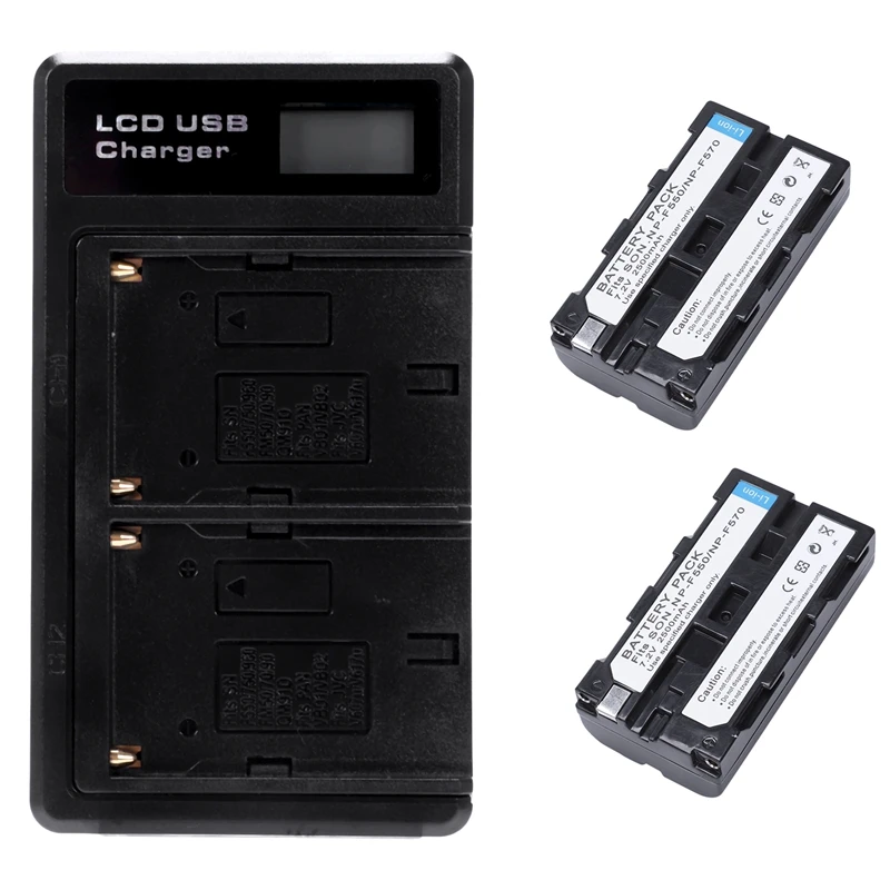 

2 Pcs Np-F550 Battery And Lcd Dual Battery Usb Charger For Sony Np-F550 Battery,Compatible With Sony Np-F330,F550,F570 And Sony