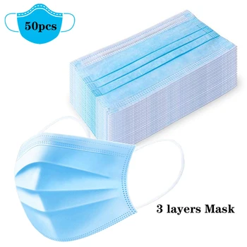

50pcs/Lot Safety Mask Anti-Pollution 3 Laye Mask Dust Protection Face Masks Elastic Ear Loop Disposable Dust Filter