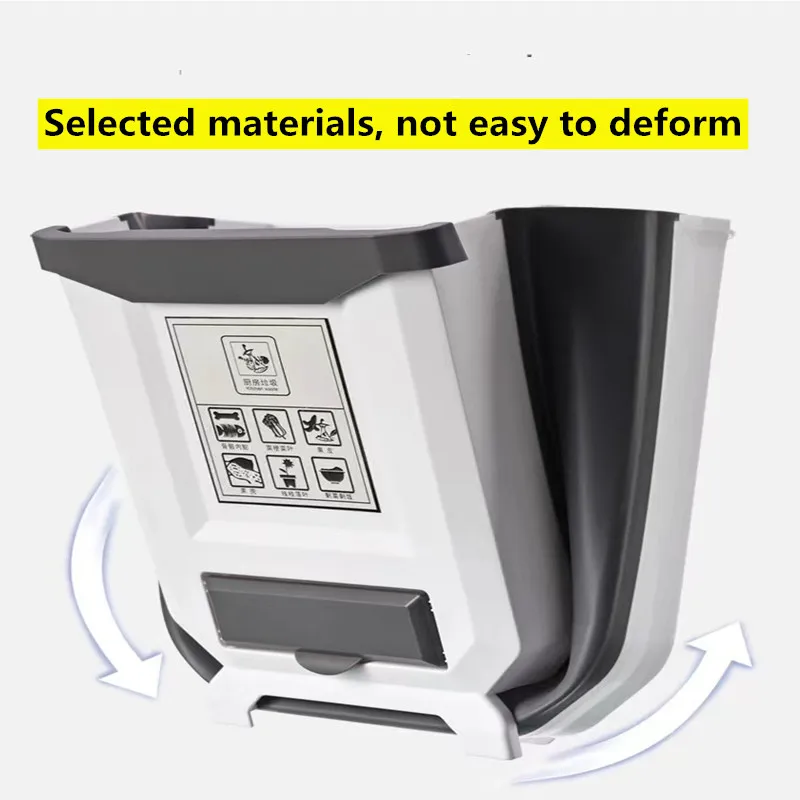9L Folding Waste Bins Kitchen Garbage Bin Foldable Car Trash Can Wall Mounted Trashcan for Bathroom Toilet Waste Storage Bucket
