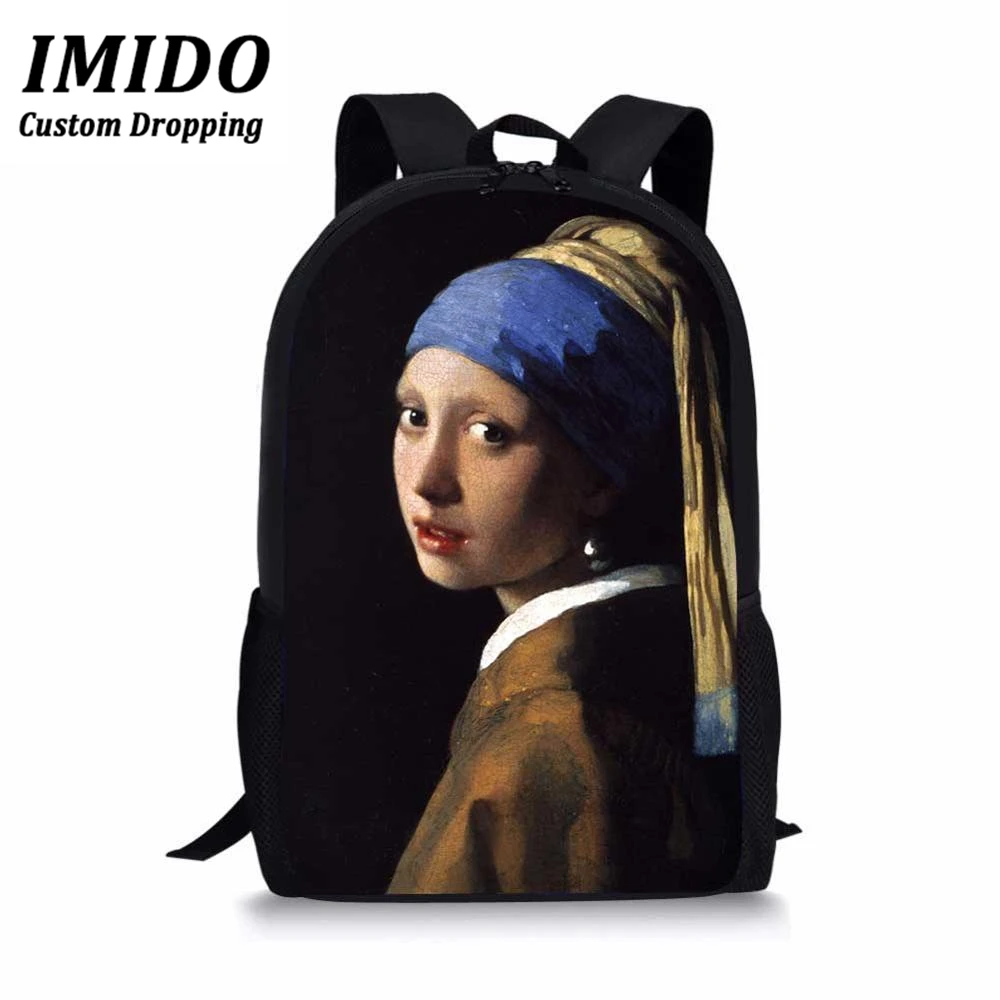 IMIDO, женская и мужская дорожная сумка, художественный рюкзак, известная монета Ван Гога, масляная краска, полиэстер, для подростков, девочек и мальчиков, школьная сумка, Mochilas - Цвет: WLL4721
