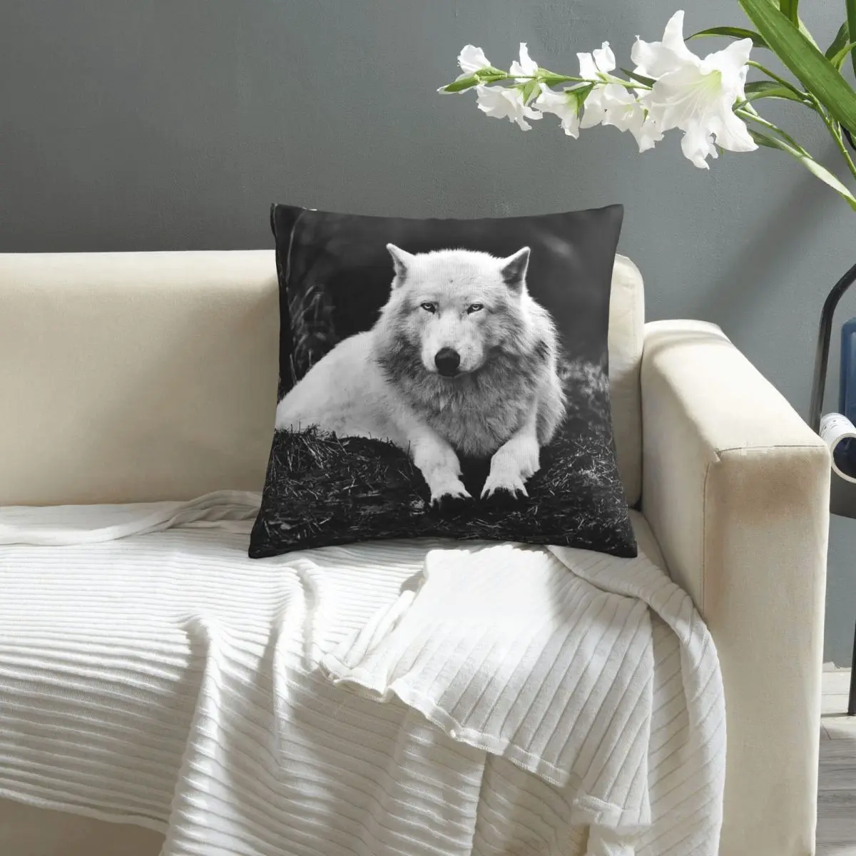 Wolf pillowcase printed cushion cover sofa waist pillow | Дом и сад