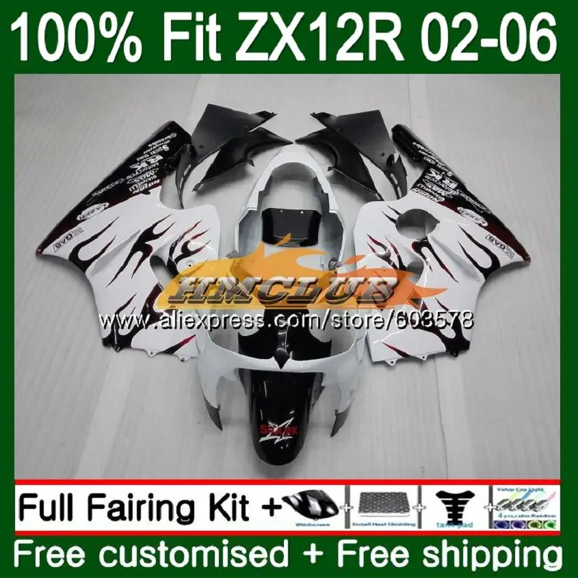 Инъекции для KAWASAKI ZX1200 ZX 12R ZX12R 02 03 04 05 06 114CL. 8 1200CC ZX-12R 2002 2003 2004 2005 2006 красные, белые обтекатели - Цвет: No. 1
