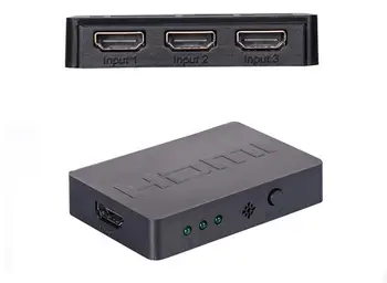 

200pcs 3x1 HDMI Splitter 3 Port Hub Box Auto Switch 3 In 1 Out Switcher 1080p HD 1.4 With Remote Control for HDTV XBOX360 PS3