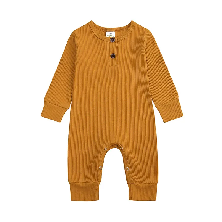 Baby Boy Romper Long Sleeve Knitted Ribbed Baby Clothes Girl Rompers Solid Color Toddler Romper Infant Clothing 0-24 Months Warm Baby Bodysuits 