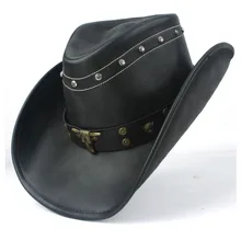 Кожаная мужская и женская черная западная ковбойская шляпа широкая шляпа уличная Sombrero Hombre Женская ковбойская шляпа